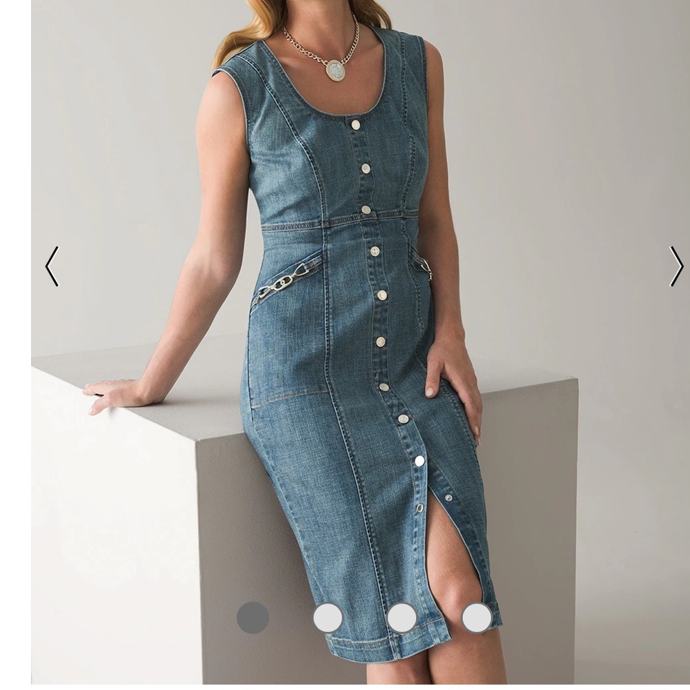 WHBM Sleeveless Denim Sheath With Chain